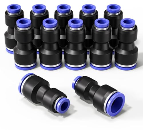 Bwintech 12 Pcs 6mm bis 10mm pneumatische gerade Verringerung Push to Connect Adapter Quick Release Reducer Fittings(PG6-10)