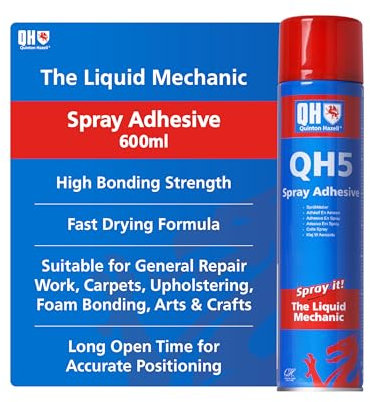 Quinton Hazell Spray Adhesive, 600 ml - QH5 High Strength, Fast Drying Contact Adhesive for Automotive, Upholstering, Foam Bonding, Arts & Craft Applications