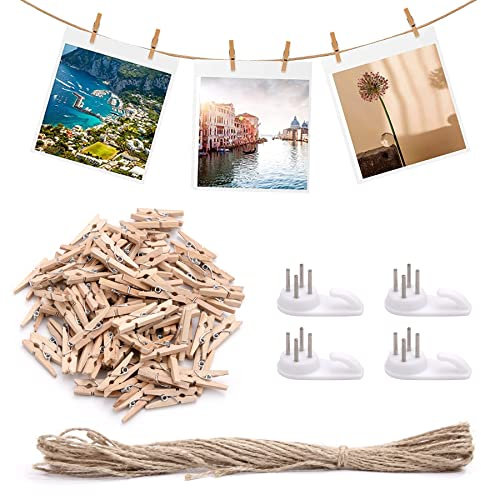 Guangyuan Mini Wooden Pegs - 100 Pcs, 2.5cm Laundry Clips for Craft, Hanging Photos