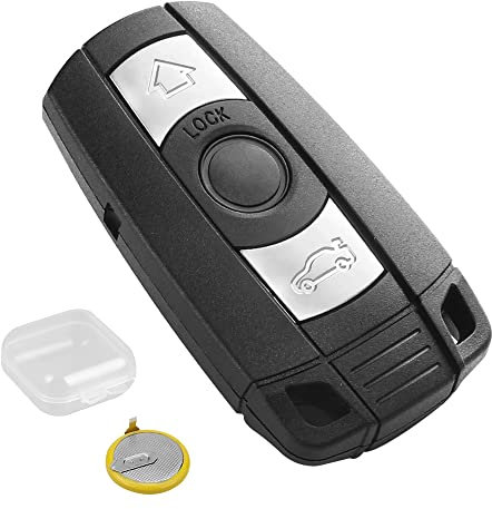 KingYH Autoschlüssel Gehäuse mit LIR2025 Batterie und Klein Aufbewahrungsbox 3 Tasten Schlüsselgehäuse Ersatzschlüssel Anwendbar für B-M-W Serie1 2 3 5 6 X1 X5 E81 E82 E87 E88 E89 E90 E91 E92 E93