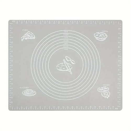 Tapis de pétrissage en silicone souple - Surface anti-adhésive pour pétrir la pâte sans effort, tapis en silicone de cuisson, facile à nettoyer, 40 x 50 cm (gris)