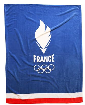 Juegos Olímpicos de París 2024 - Manta Estampada (125 x 150 cm), diseño de fútbol Olympique | Oeko-Tex | Manta Polar Grande | Azul