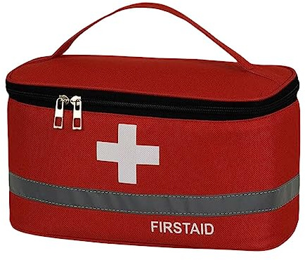 SUIOPPYUW Bolsa de botiquín de primeros auxilios, portátil, impermeable, con asa, bolsas de medicina de gran capacidad, caja médica de tela Oxford, emergencia deportiva, Rojo Grande