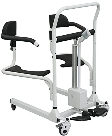 Elektrischer Patientenlifter für zu Hause, tragbarer Rollstuhllift-Transferstuhl mit 180 ° geteiltem Sitz, Transportrollstuhl, Duschstuhl für ältere Menschen mit Behinderungen