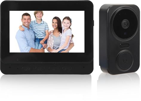 Système D'Interphone Vidéo, Caméra de Sonnette Vidéo avec Moniteur, Kits de Caméra HD pour Visiophone WiFi, Interphone Double Voie pour Villa, Bureau, Appartement