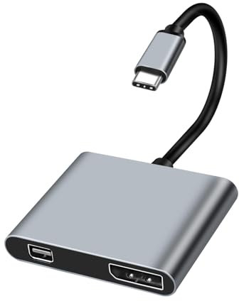 XMSJSIY Adattatore USB tipo C a Mini DP/DP DisplayPort 4K 2 in 1 tipo C maschio a DisplayPort Mini DisplayPort Femminile Video Convertitore Cavo per Computer Telefono Laptop Monitor Display