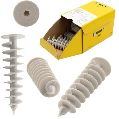 Dämmstoffdübel Thermo Wärmebrückenfreie Befestigung, Verarbeitung ohne Vorbohren oder Spezialwerkzeug möglich Hartschaumdübel Styropordübel Spiraldübel (25 x 85-25 St.)
