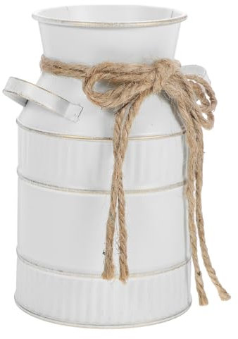AOKWAWALIY Jarrón Vintage De Hierro con Asa Florero De Rústico para Decoración De Interiores y Exteriores como para Amigos y Familia Diseño Color Antiguo