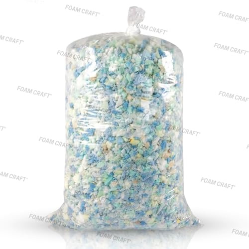 FOAM CRAFT® Shredded Foam Crumbs Soft & Comfortable Bean Bag Chair Filler, Multi Color High Density Foam Flakes Stuffing for Pillow, Dog Bed, Futon, Couch Cushion (5, Kilograms)