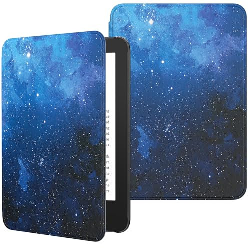 MoKo Étui Compatible avec 6 Kindle(11e Génération Version 2024/2022) & Version Internationale, Coque Légère avec Réveil/Sommeil Automatique pour Liseuse Kindle 2024 11e Gén., ÉtoileBleue