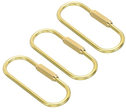 PATIKIL Mässing nyckelring, 3-pack guld skruvlås klämma nyckelring enkel stil nyckelring hållare för hem kontor nycklar, Mässing, 7mm