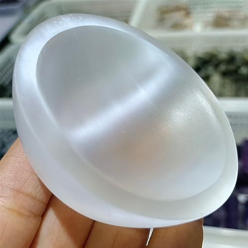 ICXLPMC Yeso Natural Tallado a Mano, Cuenco de selenita con Forma de Gema de Cristal, decoración for el hogar y la Oficina Inicio Colecciones(Size:700-800g)