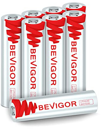 BEVIGOR 8 Pilas AAA Litio 1.5V 1200mAh Alta Capacidad, no Recargables, para Linternas, Juguetes y Otros Dispositivos Domésticos