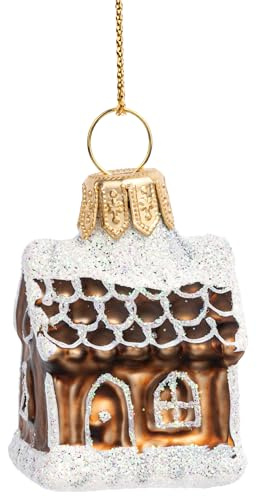 SIKORA Mini Lebkuchenhaus besondere Weihnachtskugel Glas Christbaumschmuck Deko Figur Weihnachten Anhänger Ornament - Premium Line - BS821M