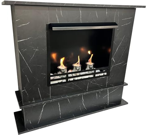 Kaminbau Mierzwa Gelkamin Ethanolkamin Kaminofen Toskana Anthrazit/Schwarz Marmoriert inkl.8 teilig. Set