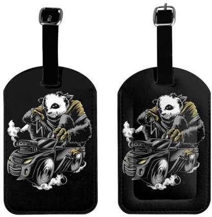 Gepäckanhänger mit Panda-Motiv im Auto für Koffer, Gepäckanhänger aus PU-Leder mit Sichtschutz, ID-Anhänger für Herren und Damen, Reisetasche, Gepäckzubehör