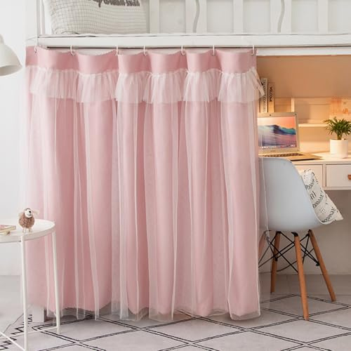 XGOPTS Vorhang Hochbett Kinder Bettvorhang Hochbett für Mädchen Erwachsene Kinder Betthimmel Vorhänge für Bett Schlafsaal Bettvorhänge mit Organza Stoff Rosa (200 x150 cm)