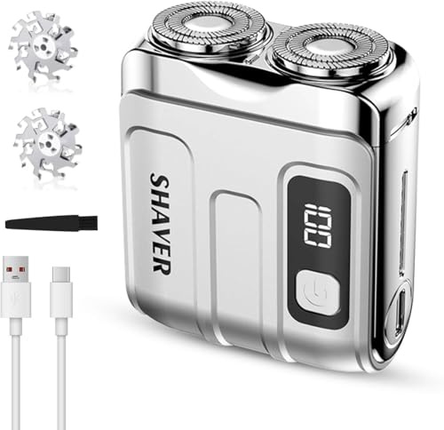 Mini Rasierer Herren Elektrisch, Tragbar Magnetisch Elektrorasierer Herren USB Wiederaufladbare Nass Dry Rasierer, Rotationsrasierer für Zuhause Auto Reisen