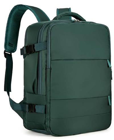 smallrun Mochila Viaje Cabina Avion 43x16x28 Mochila para Maletas De Viaje Equipaje de Mano 20L con Orificio De Carga y Espaciosa con Compartimento para Zapatos (VERDE)