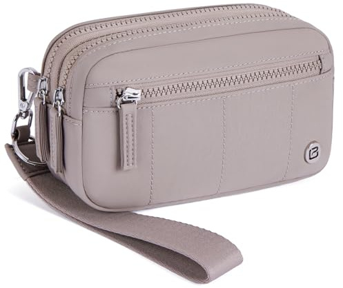 POIUGOYA Small Nylon Crossbody Bags for Women,RFID Wristlet Purse Built in Wallet, 4 Zipper Crossbody Wallet Phone Organizer
