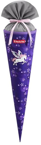 Step by Step Schultüte „Pegasus Liv“, lila, passend zum Schulranzen, aus recycelten PET-Flaschen, Verschluss aus Stoff, 5 l Füllvolumen, 70 cm Höhe
