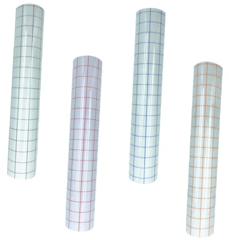 FIXOSHEE 4 hojas Película de Transferencia Adhesiva Azul con Cuadrícula Membrana Duradera para Vinilo para Superficies Lisas