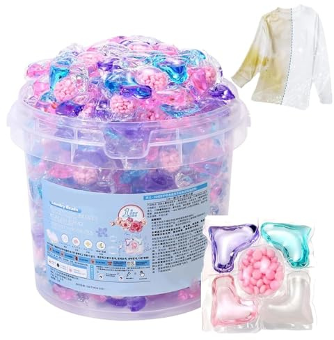Cápsulas de lavandería 5 en 1 con suavizante de telas y perlas aromáticas, cápsulas de detergente concentrado suave de limpieza profunda, perlas aromáticas suaves y frescas de larga duración (70 PCS)