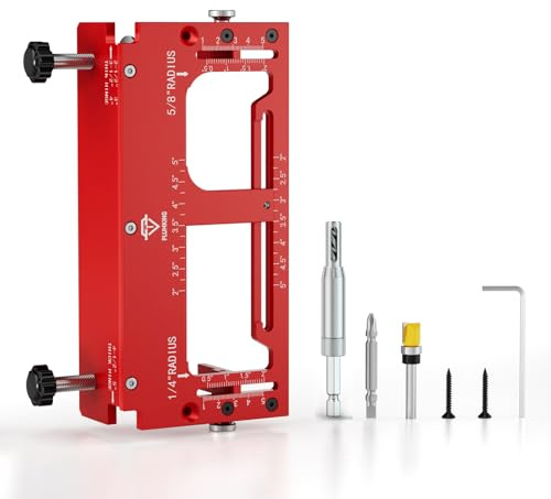 Door Hinge Jig for Door and Jamb/Frame, Aluminum Alloy Door Hinge Template Kit for Router, Flexible Mortise Width Setup Mortise Jig Fits 1/4 Radius, 5/8 Radius and Square Corner Hinges from 2 to 5 | Aluminum Alloy, Door Hinge Template Kit for Router, Mortise Jig Fits 1/4 R, 5/8 R and Square Corner Hinges from 2 to 5