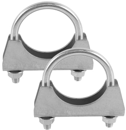 Ubric 2PCS 51mm/2inch Exhaust U Clamp Kit, Stainless Steel Universal Heavy Duty Saddle Type U-Bolt Clamp for Tip Pipe Connection
