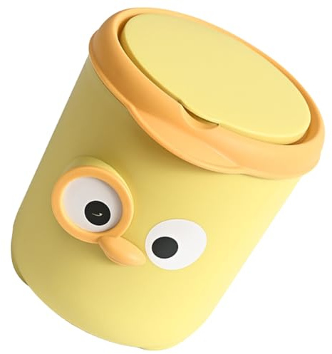 OSALADI Poubelle de Comptoir pour Bureau ou Salon Facile à Ouvrir et Fermer Jaune avec Couvercle à Clapet, Compacte en Pp Design Mignon et Pratique