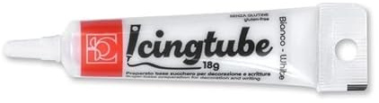 Penna alimentare - ICINGTUBE - 18 gr - tubetto di ghiaccia per scrivere e decorare - ideale per decorazioni su torte e dolci - SENZA GLUTINE (BIANCO)