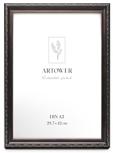 Artower Barock Bilderrahmen Braun DIN A3 30x42 cm Große Vintage Antik Fotorahmen mit Acrylglas – Kunststoff Rahmen für Foto, Poster, Kinderzeichnungen, Fotowand, Collage Wand Deko