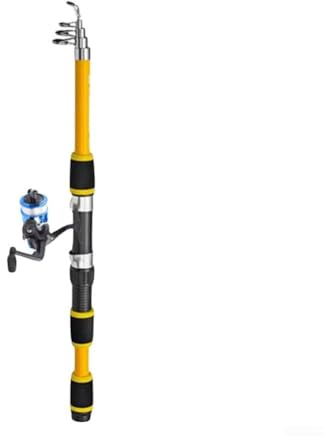 Canna da pesca telescopica per combo, set completo con mulinello per asta da mare, attrezzatura completa da pesca per principianti (set giallo)
