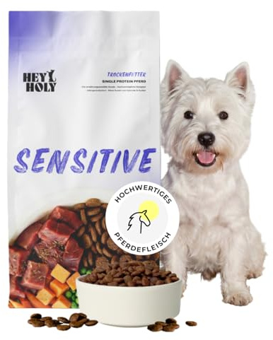 HEY HOLY Sensitives Hundefutter Pferd | Hypoallergenes, getreidefreies Hundefutter trocken für ernährungssensible Hunde | Maximale Verträglichkeit durch allergenreduzierte Rezeptur, natürliche Zutaten
