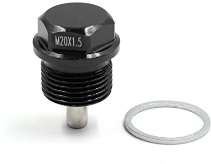 sourcing map M20 X 1.5 Negro Tornillo Magnéctico para Drenaje de Carter de Aceite con Arandela para Motor de Coche