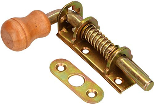 KOTARBAU Federriegel 100 mm Bolzenriegel Türriegel Grendelriegel Verzinkt Rostfrei Holzgriff Wetterfest Mit Federung Torriegel (100 mm)