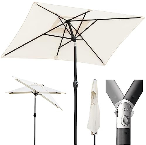 Sekey Aluminum Sonnenschirm 210 × 140 cm Sonnenschirm Balkon Sonnenschirm Rechteckig für Balkon Garten & Terrasse Sonnenschutz UV 50+