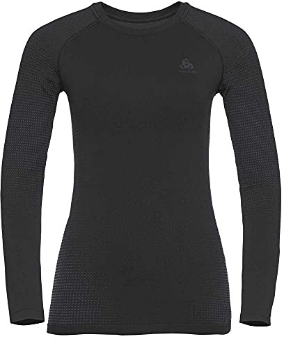 Odlo Thermounterwäsche Damen Performance Warm I Funktionsshirt Langarm I Warme Skiunterwäsche Langarm Funktionsshirt mit Rundhals I Damen