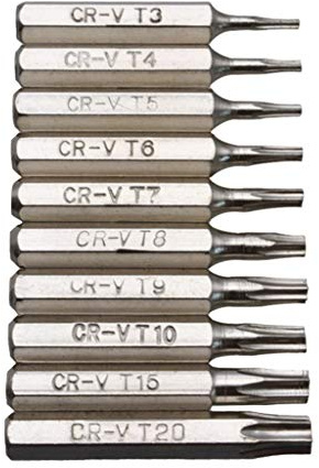 NA. RipengPI Schraubendreher-Bit, 10 Stück, CR-V Torx Schraubendreher-Bits-Set T3 T4 T5 T6 T7 T8 T9 T10 T15 T20 Mobile Reparatur-Bit Pflaumenblüten Reparaturkopf