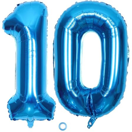 SNOWZAN Luftballon 10. Geburtstag Deko Blau Junge Zahl 10 Riesen Folienballon Helium Nummer 10 Luftballon Große Zahlen 10 Jahre XXL 10. Happy Birthday 32 Zoll Riese Zahl 10Geburtstag für Party
