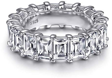 18K Funkelnder Baguette Ring aus 925 Sterling Silber für Frauen Stapelringe - Damen Ringe Eternity Ewigkeit Schmuck in Juwelierqualität