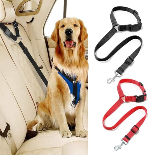 Ceintures de Sécurité Chien Voiture Lot de 2 – Appuie-tête Harnais Réglable Ceinture pour Chiens et Chiots, Sécurité Animale pour Voyage en Voiture, Transport Confortable