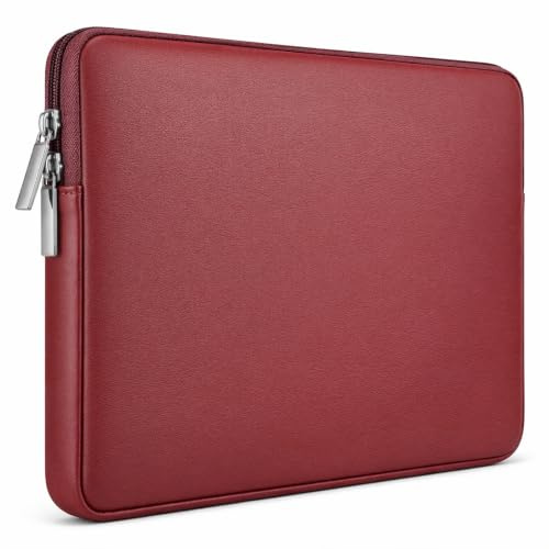RAINYEAR 15,6 Pollici Custodia Protettiva per Laptop PC Computer Sleeve Impermeabile Caso Synthetic PU Morbide Leather Borsa, Compatibile con 15,6 Notebook Ultrabook Chromebook,Rosso