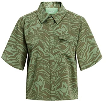 JACK & JONES Dam Jjxx Jxlark Satin Ss Shirt Sn skjortblus, Loden Frost/Aop: aop, M