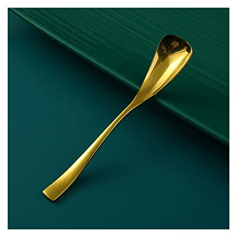 TOMYEUS Table Tea Coffee Soup Spoons Brass Spoon Household Spoon Handmade Coffee Spoon Long Handle Thickened Pure Copper Solid Tableware Dessert Spoon Latte Spoons (Color : C)