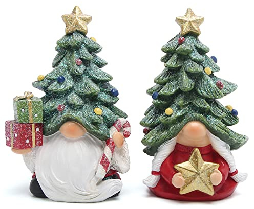 Hodao Christmas Gnomes Decorations Indoor Christmas Tree Gnomes Figurines Table Decorations Cute Christmas Gnomes Gifts (Christmas Color Gnome 2pcs)