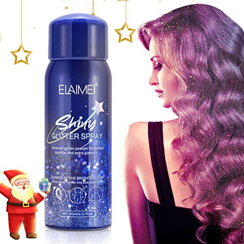 Glitzer Haarspray, Glitzer Spray für Haare Körper Kleidung, Schnell Trocknendes Wasserdichtes Body Glitter Spray, Glitzer Spray für Gesicht Makeup für Prom, Club, Festival, Rave Party (60ml)