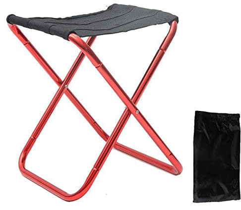 BIHOME Ultraleicher tragbarer Klappcampinghocker mit Aufbewahrungsbeutel, Aluminiumlegierstuhl im Freien, Klapphocker für Wanderreisen Garten Picknick,Rot,25.4x22cm(10x9)
