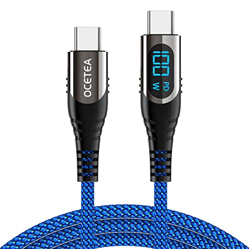 Ocetea Cavo USB C USB C Corto (100W/5A), 1M Cavo USB C PD Ricarica Rapida con LED, Cavo Tipo C PD Caricabatterie per iPhone 15/15 Pro/15 Plus/15 Pro Max, MacBook, iPad, Galaxy S23 S22, Pixel
