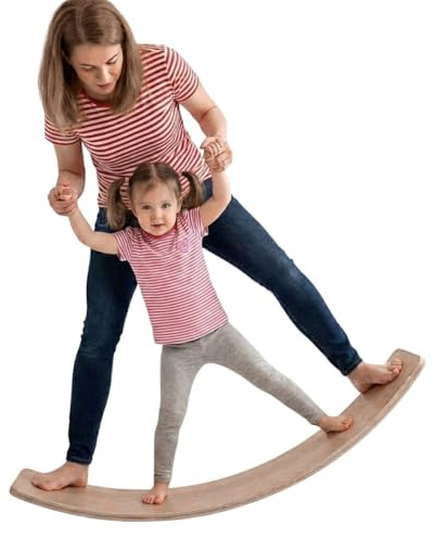 TWR ® - Tabla Curva con Certificado CE - Acabado Barnizado- Ecológica y Artesanal de Madera Fabricada en España - Tabla Equilibrio. Tabla Montessori .Tabla de Equilibrio/Tabla Madera niños